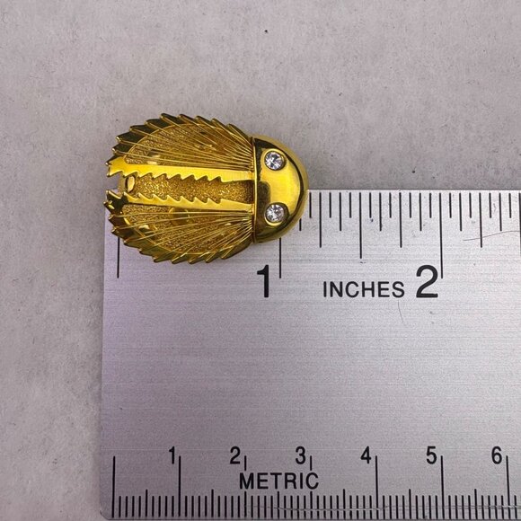 Monet Womens Gold Tone Beetle Crystal Pin Brooch Jewelry - Picture 4 of 4